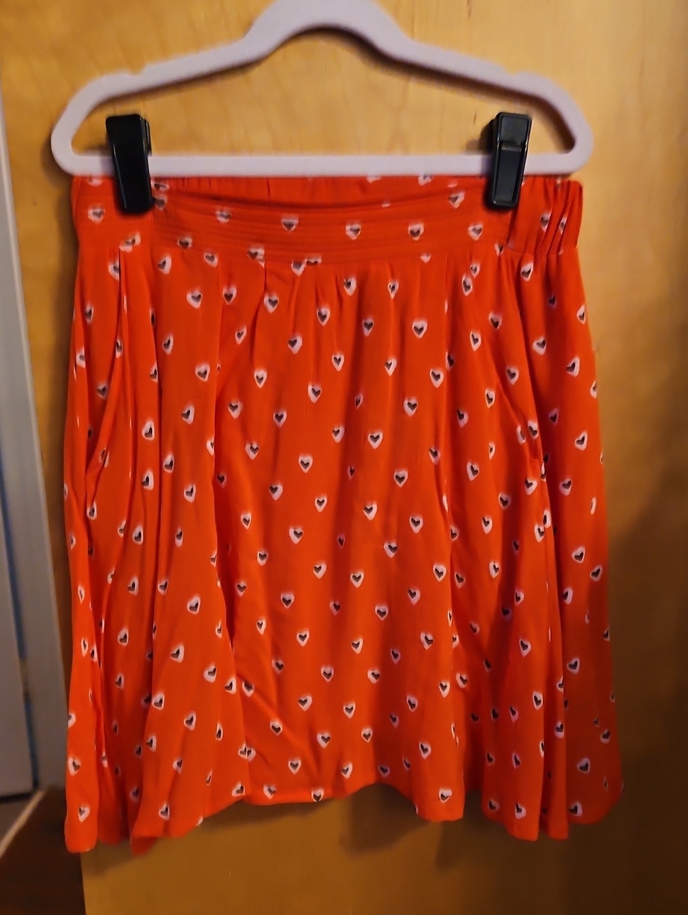 Maison Jules Red Heart Print Skirt